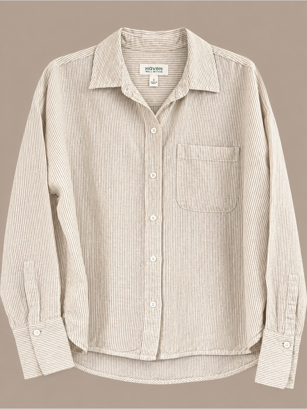 Women's Cream Striped Button-Down Shirt - Haven oversized 100% linen